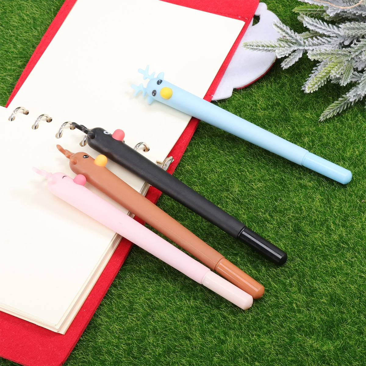 

8Pcs Deer Ballpoint Pen Set Blue Ink Creative Cartoon Design Smooth Writing Office School Stationery Gift Fan Design Pen