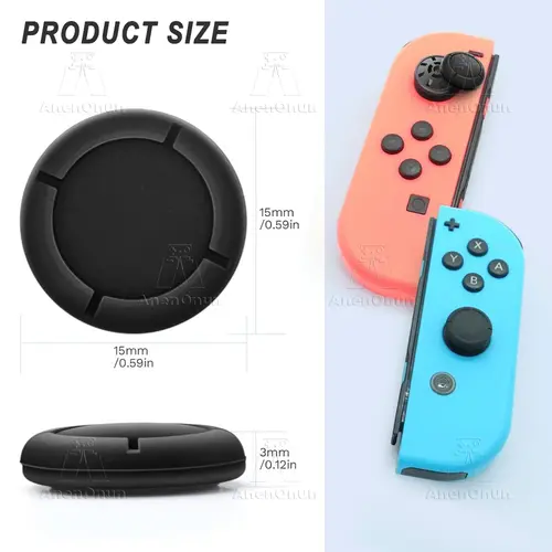 Joycon Joystick Replacement Cap for Switch/Switch Lite/Switch OLED Premium Thumb Grip Non-Slip Silicone Protective Cover - Black - Image 3