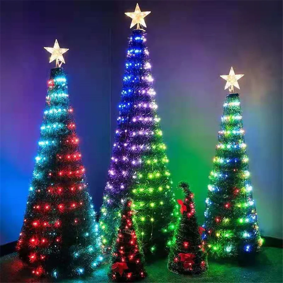 Tirvose 20M 200LED Christmas Tree Fairy String Lights Outdoor RGB Copper Wire Garden Lights Garland for Wedding Party Home Decor