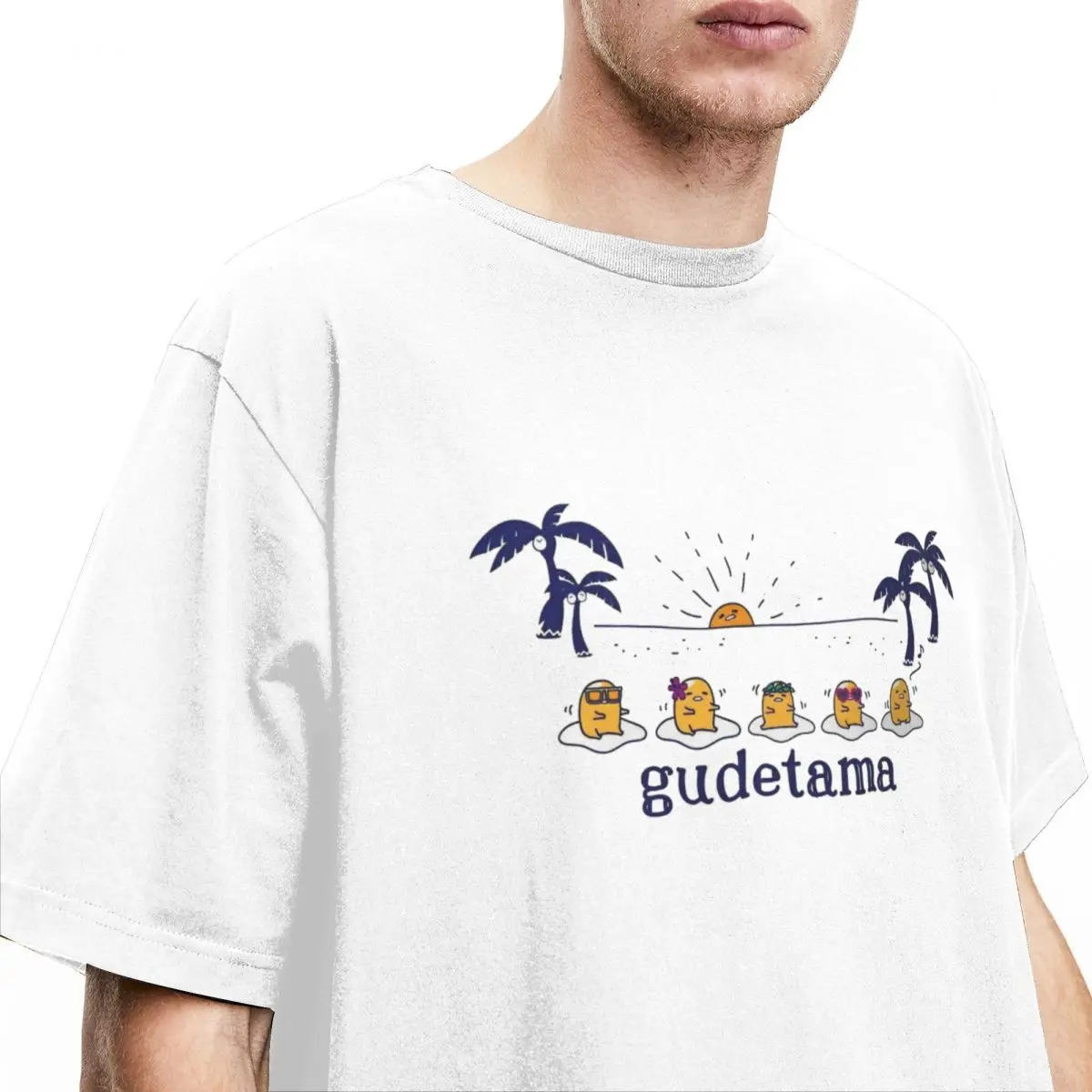 Koszulka męska Sanrio Gudetama Hula t-shirty modne fajne letnie koszulki Y2K zabawny projekt 100% bawełniane topy prezent