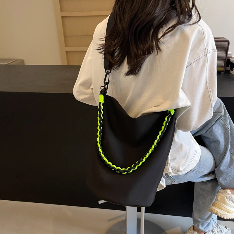 Fashion Soft Solid Nylon Zipper Youth Handbags High Quality Concise Neutral Shoulder Bags Casual Large Capacity Crossbody Bags