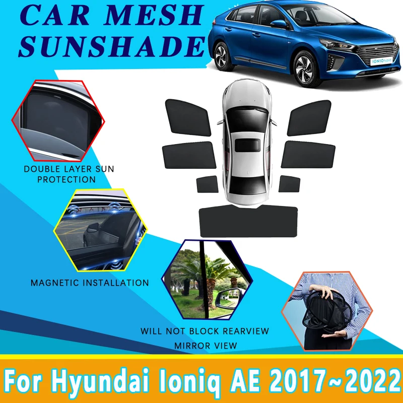 

Mesh Sunshades For Hyundai Ioniq AE 2017~2022 Sun Protection Heat Insulation Magnetic Side Window Privacy Shade Car Accessories