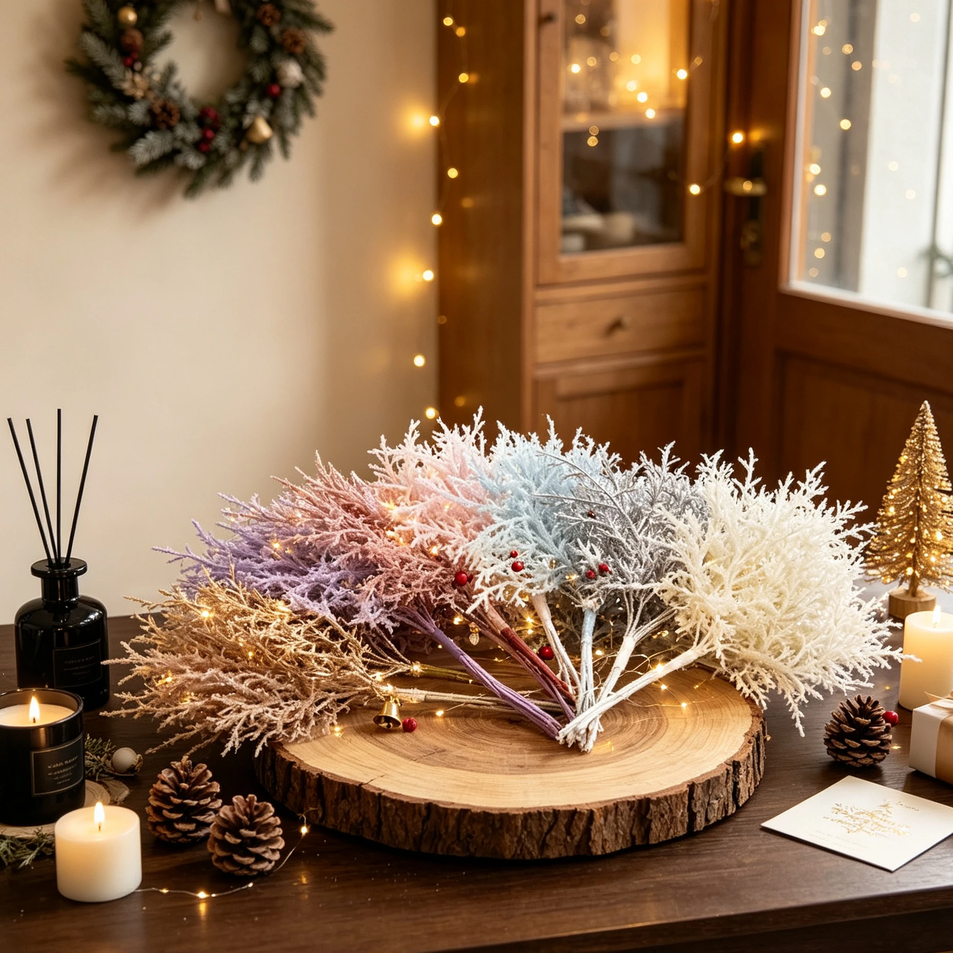 Artificial Plant Sprig Halloween Christmas Tree Filler Garden Wedding Party Home Dining Table Vase Scrapbook DIY Decorative Prop