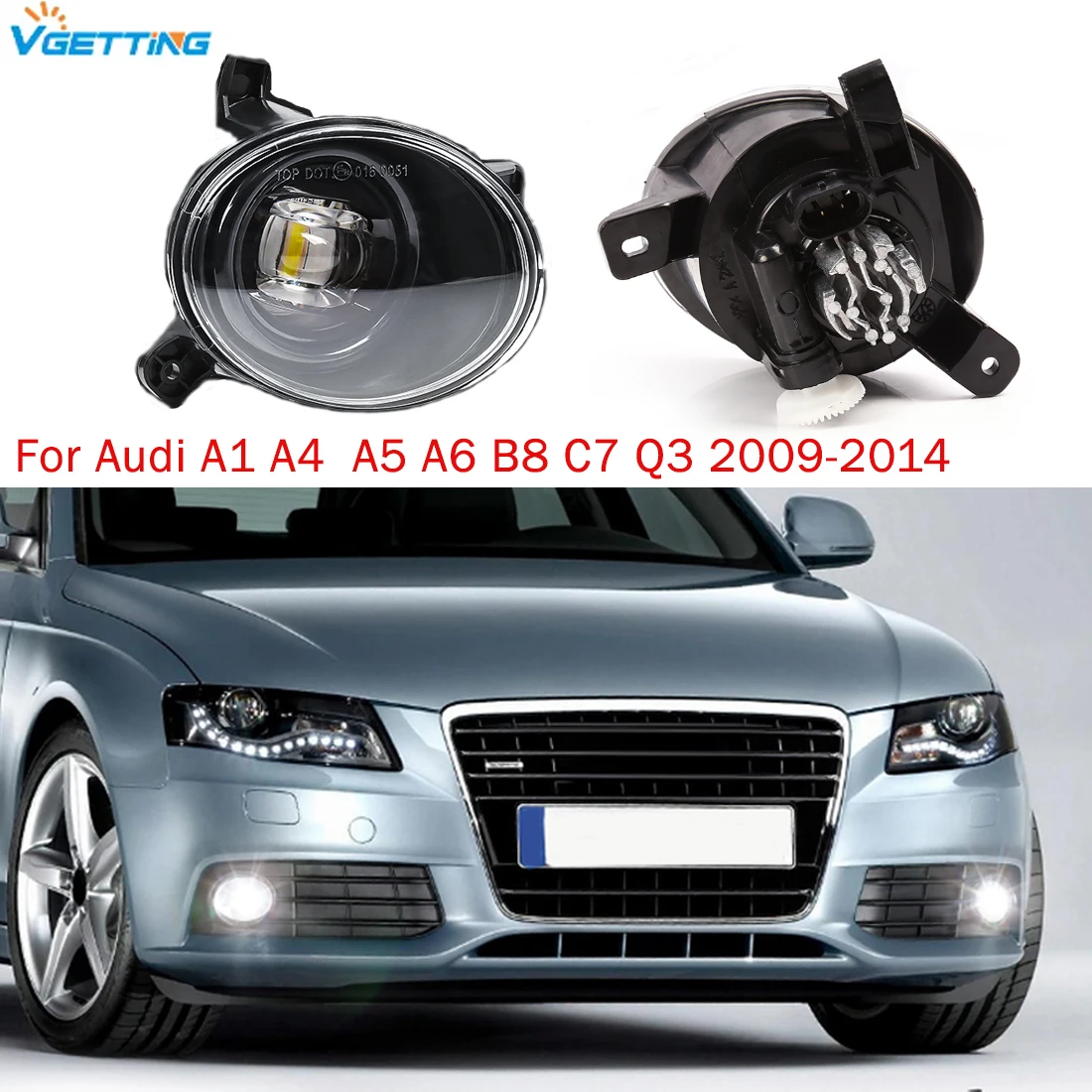 LED Fog Light For Audi A1 A4 Wagen A5 A6 B8 C7 Q3 2009 2010 2011 2012 2013 2014 Passat CC 2008-2012 DRL Daytime Running Light