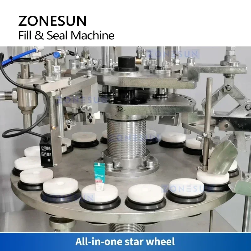 ZONESUN ZS-FSAP16 Auto Plastic Aluminum Tube Filler Sealer Machine Ointment Cosmetic Liquid Filling and Edge Folding Equipment