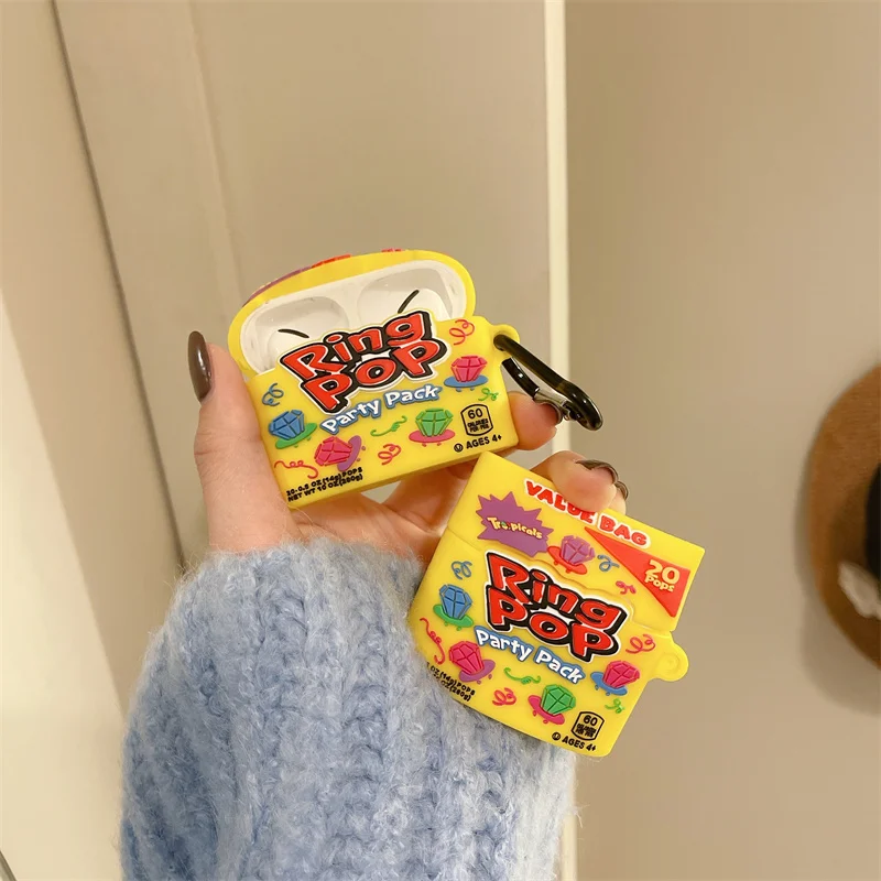 AirPods Pro 2 1 2 3用の3Dダイヤモンドバックパック,シリコンケース,素敵な漫画のデザイン