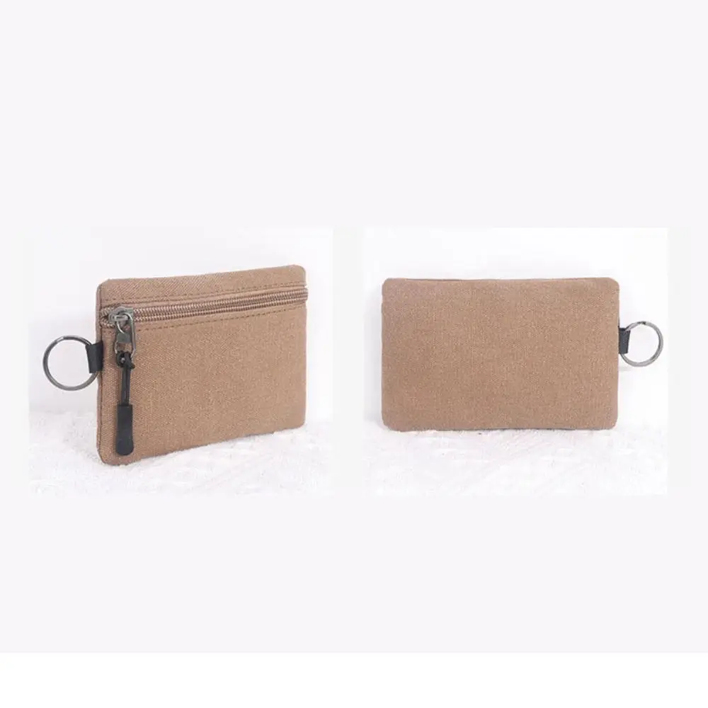 Canvas Mini Coin Wallet Bag Solid Color Zipper Key Bag Money Pocket Purse Women Men Small Card Holder Change Coin Purses