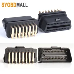 12/24V OBD II 90 Degree OBD2 16 Pin Female Connector Adapter Assembly Sockets Male Connector Plug for Car Diagnostic Tool Cable