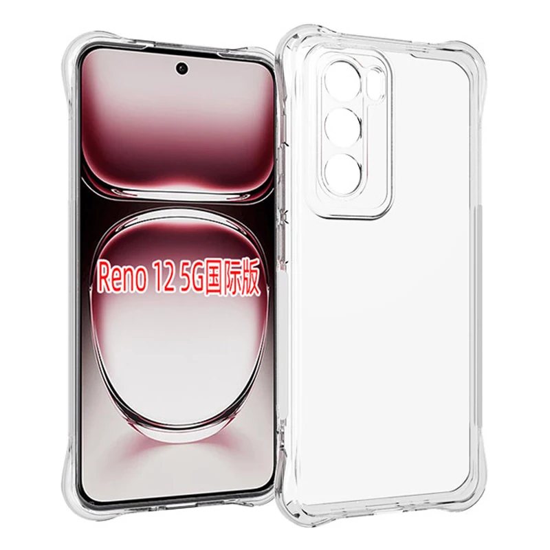 Shockproof Case for Oppo Reno 12 Reno12 5G CPH2625 Clear Airbag Silicone TPU Back Cover Soft Phone Case for Oppo Reno 12 Reno12