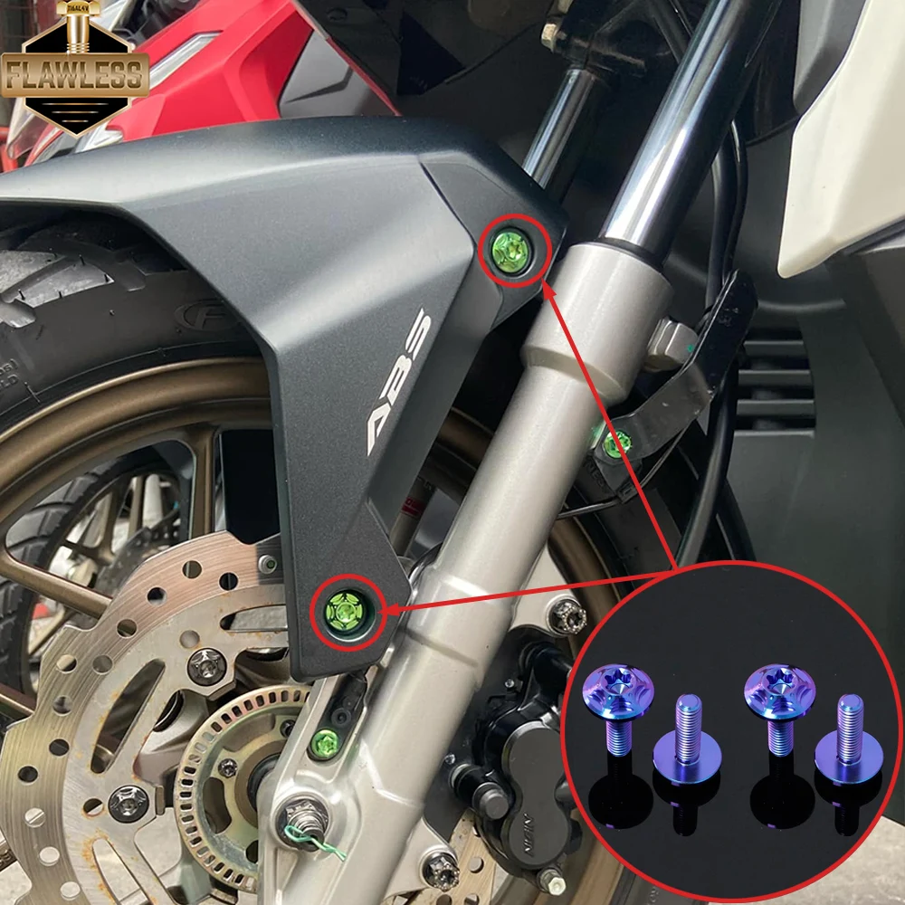 FLAWLESSTI Gr5 التيتانيوم الترباس الزجاج الأمامي الفرامل مضخة غطاء السائل القرص مقود التبديل درابزين ABS القرص لهوندا ADV 160 2022-2025