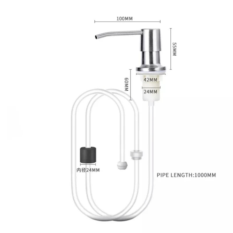 White/Silver Kitchen Bathroom Sink Soap Dispenser Pump with Brass Nozzle Press Extraction Liquid Dispenser Extension Tube Kit