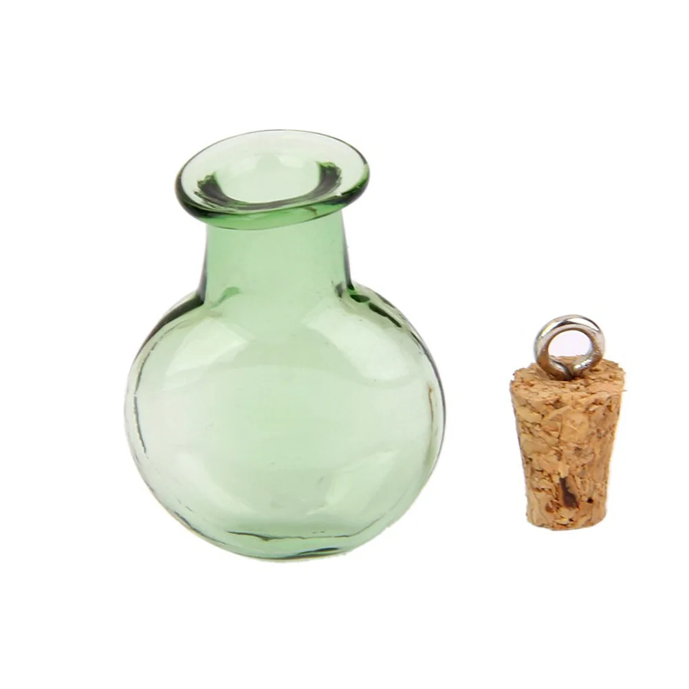 

10Pcs Glass Bottles with Cork Mini Wish Bottles Round Flat Vials DIY Pendant Charms Home Decoration Mini Wish Bottle