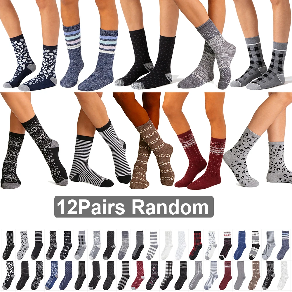 

12 пар женских носков: летние, весенние, в полоску, с леопардовым принтом, в горошек, с противоскользящей подошвой, дизайнерские, для платьев