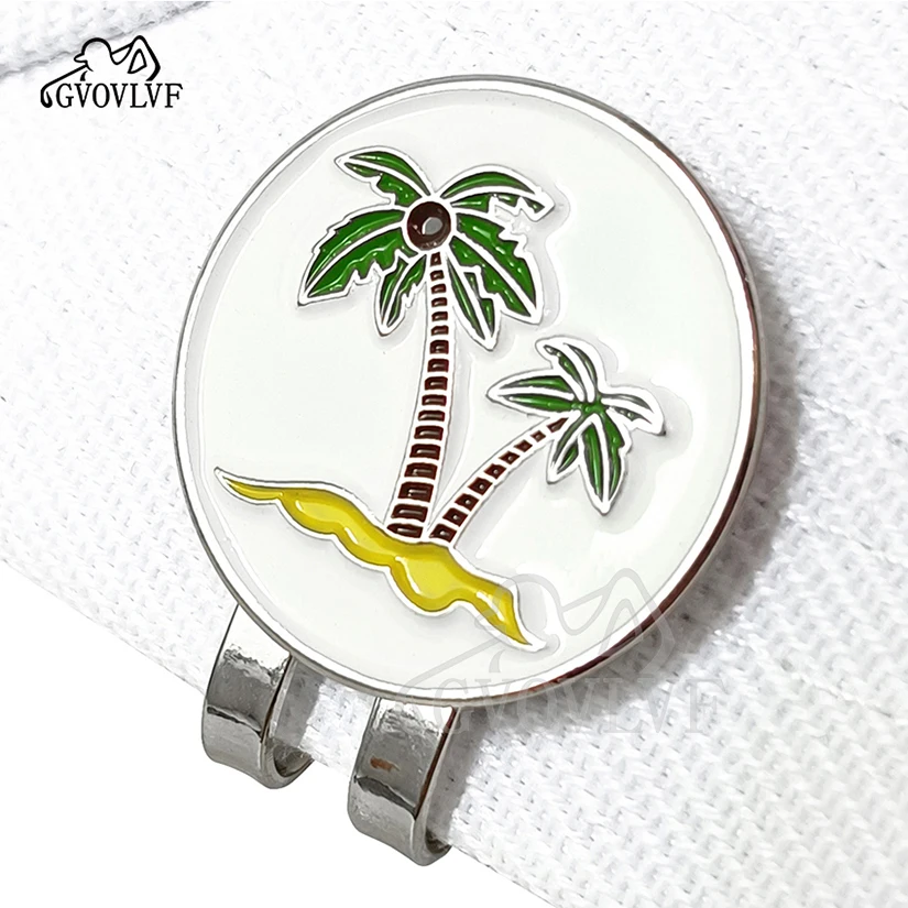 1 Piece Golf Marker with Magnet Golf Hat or Cap Clip Golf Accessories Alloy Marker Coconut Tree Gift for Golfers