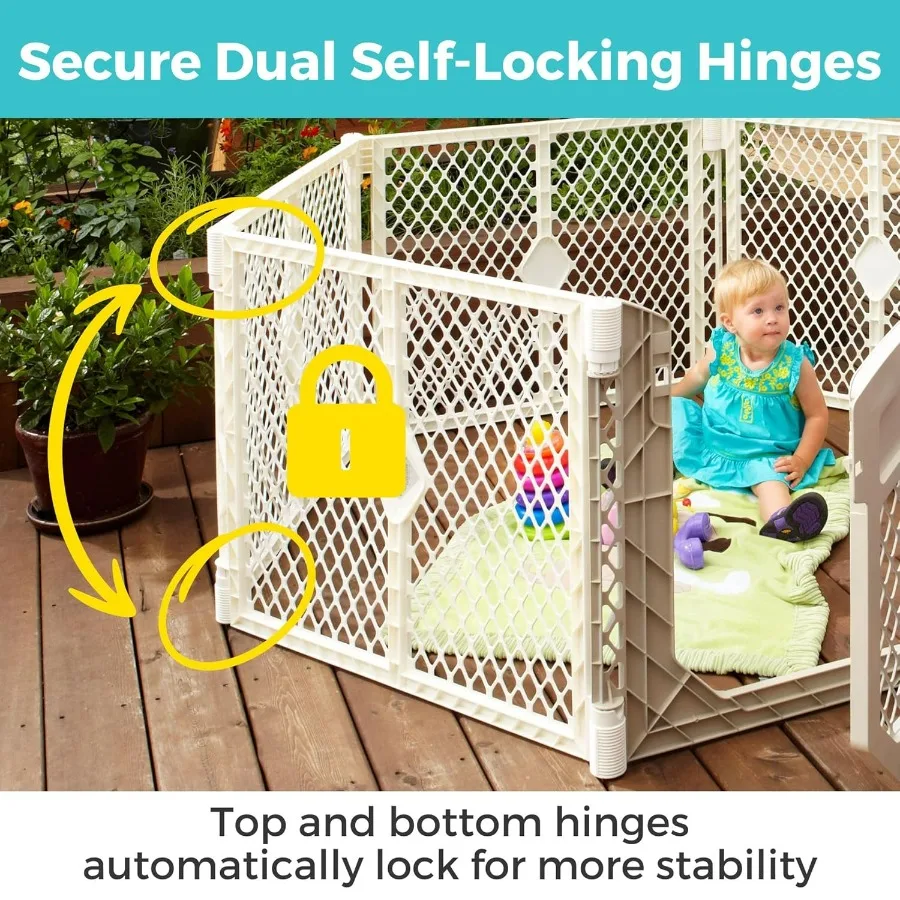 Superyard Ultimate Play Yard: box indipendente per bambini a 6 pannelli con porta per uso interno o esterno che impedisce fino a 18,5 quadrati F