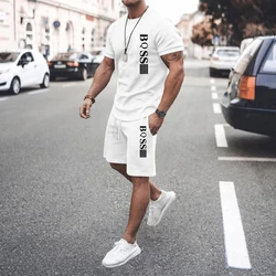 Men's Short Sleeve Shorts, Training T-Shirt, Casual Jogger Suit, Two-Piece Suit, Summer Fashion, 2024