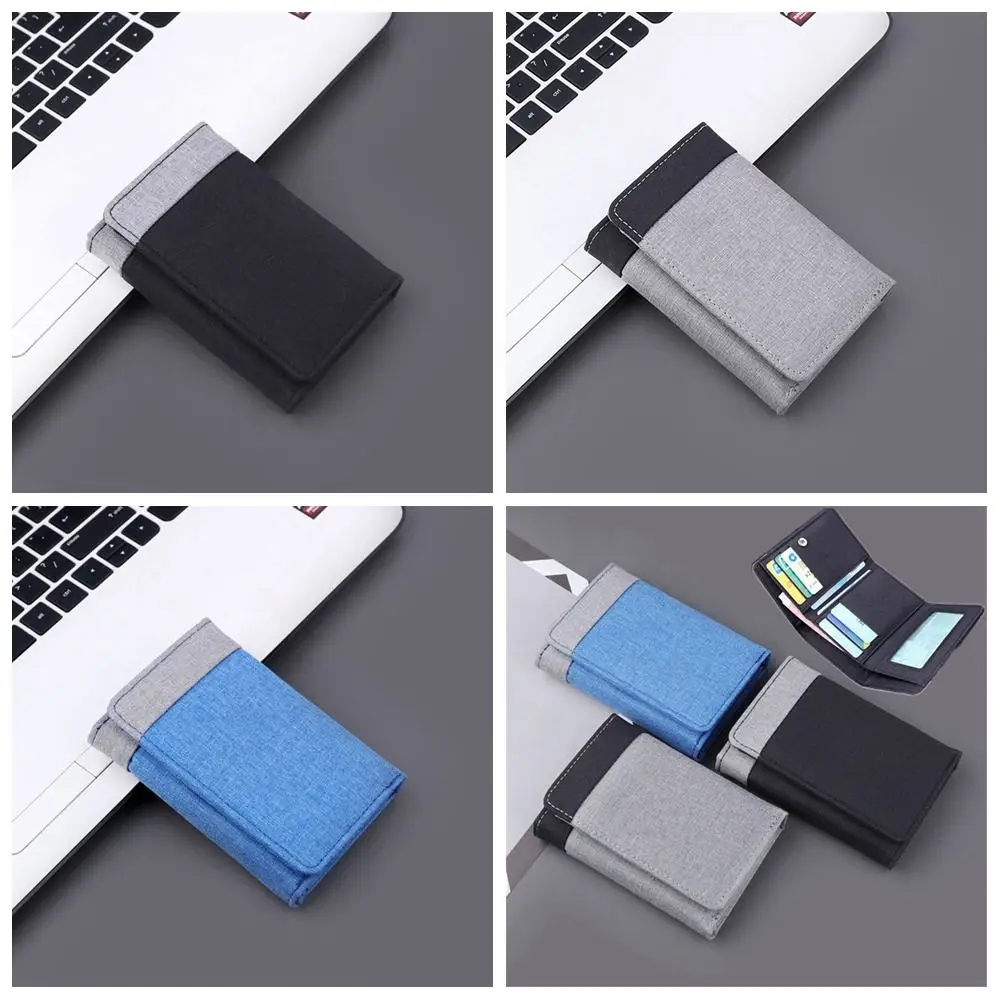 

Short Men Wallets Portable Card Holder Korean Style Three Fold Purse Multi-position Change Purse Canvas Money Clip Girls