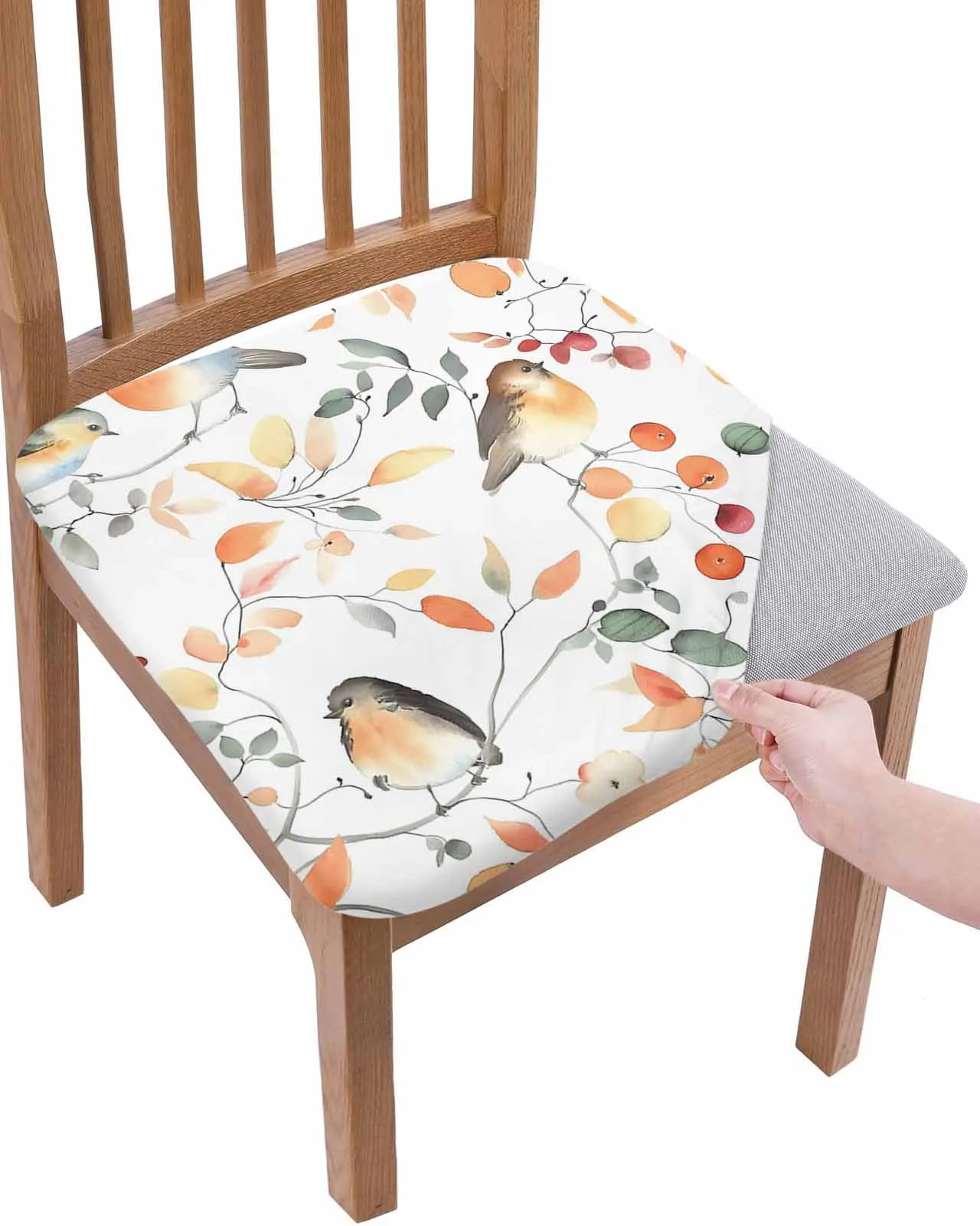 

Осенний эластичный чехол на стул с веткой и птицей на День Благодарения, защитный чехол для офисного компьютера, чехлы для домашнего кухонного стула