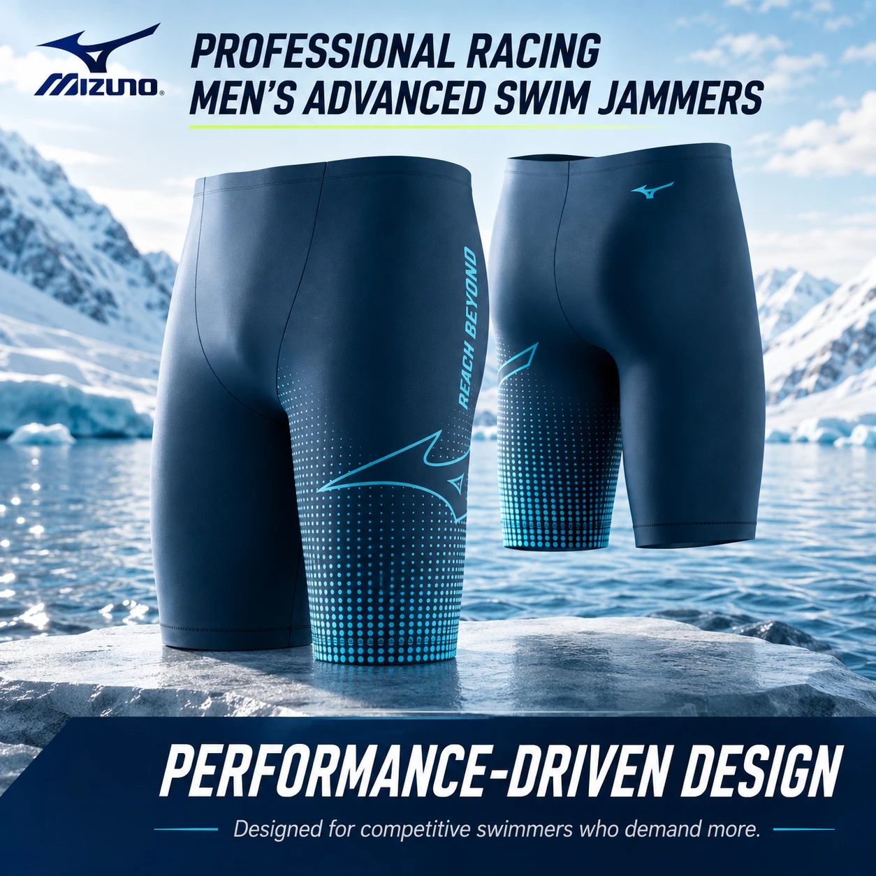 Mizuno Men Swim Trunks Breathable Light Weight Fast Dry Swim Shorts for Daily Swimming Pool Seaside Travel Water Sports Use view 5