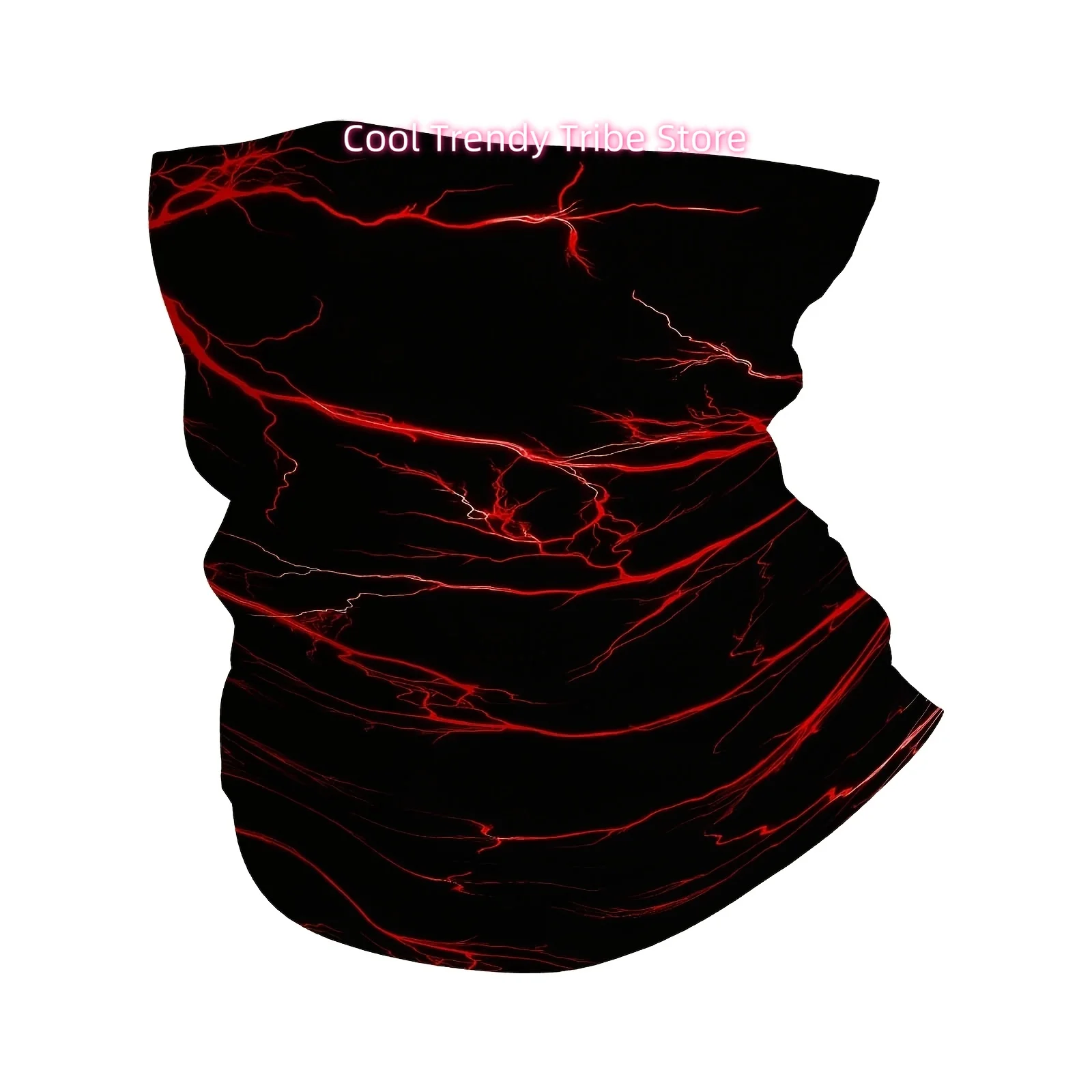 Red Lightning, Fractal Pattern, Dark Background Fun Design Multi Functional Print Scarf Men Women Unsix Mask Neck Mask Holiday E
