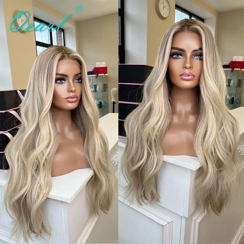 

Full Lace Wig with Natural Baby Hair Ash Blonde Honey Colored Lace Frontal Wigs 13x6 Real HD Transparent Human Hair Wig Qearl