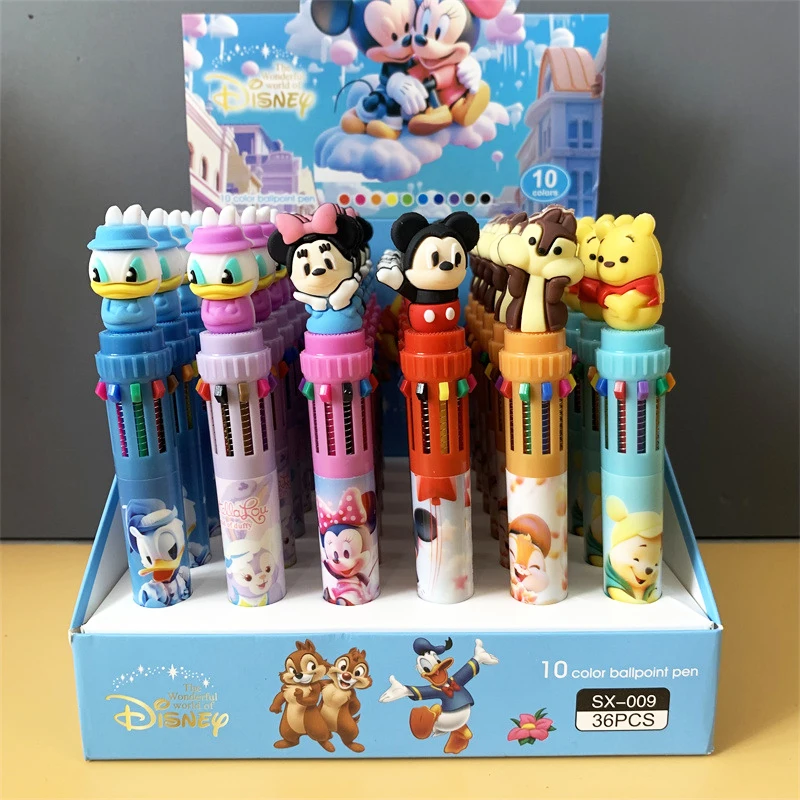 24/36pcs Disney Creative Mouse Bear 10 Colors Gel Pen Cute 0.7mm Ball Pens Promotional Gift Office School Supplies