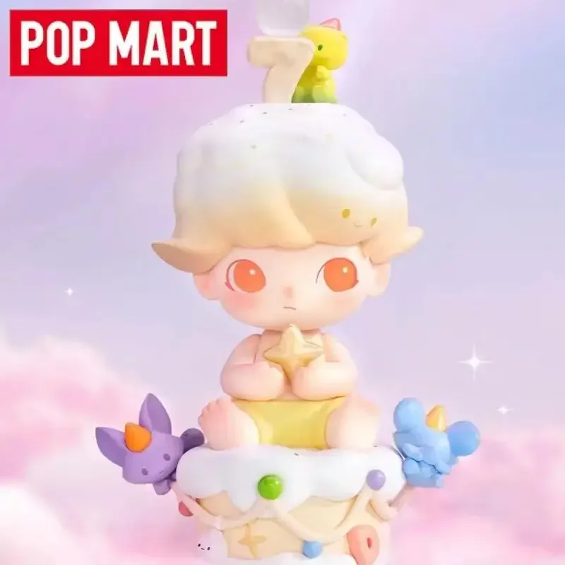 POP MART Dimoo Happy Seventh Birthday Original Blind Box Cute Anime Action Figure Surprise Mystery Box Ornaments Figurines Dolls
