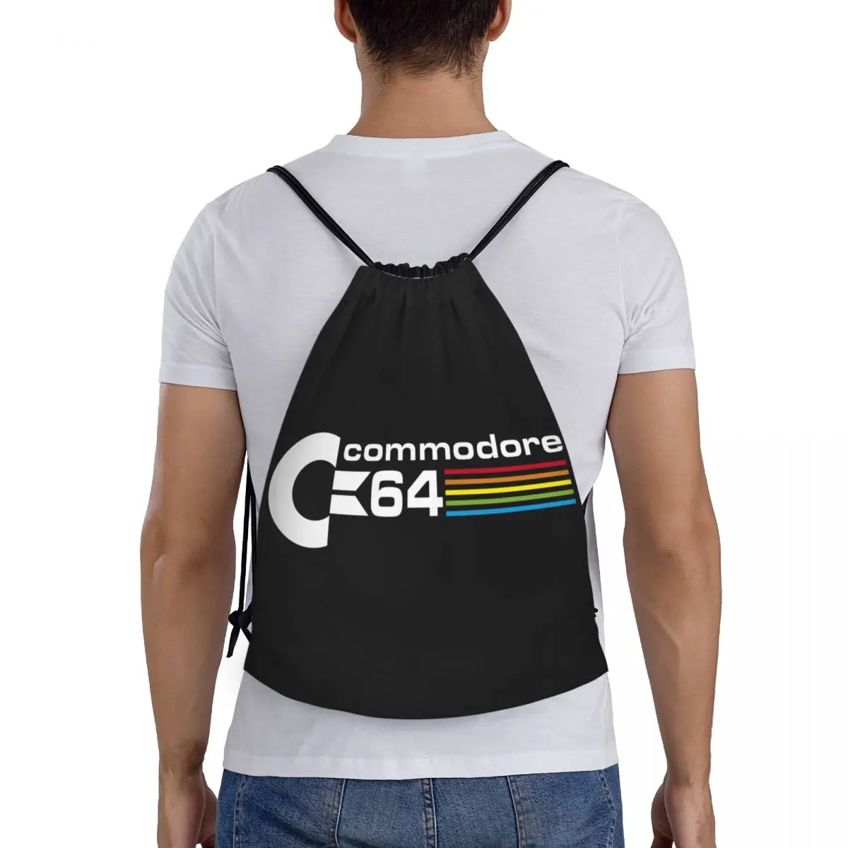 Commodore 64 zaino con coulisse borsa da palestra sportiva per donna uomo C64 Amiga Computer Shopping Sackpack