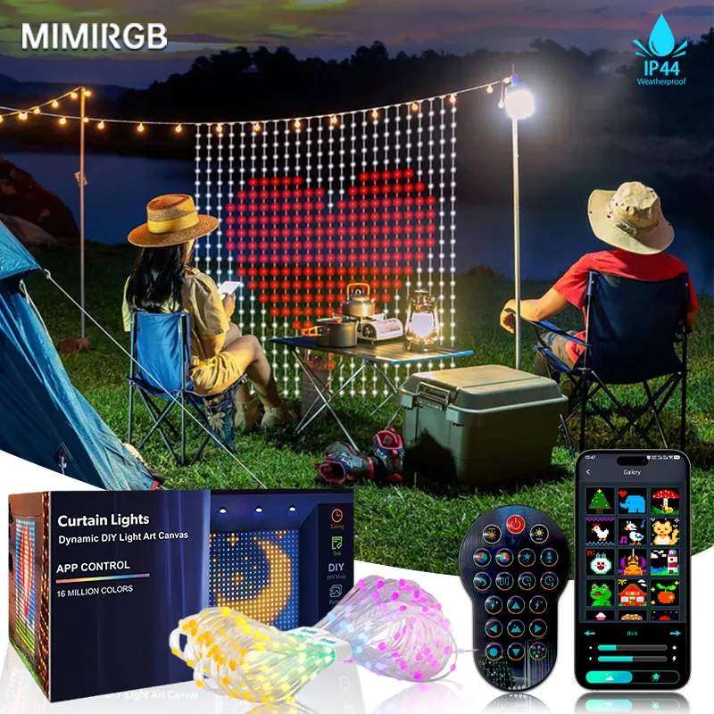 

400 светодиодов, умные занавески, приложение Bluetooth, светодиодные гирлянды RGB, гирлянды, сделай сам, дисплей с изменением музыки для украшения окна, спальни