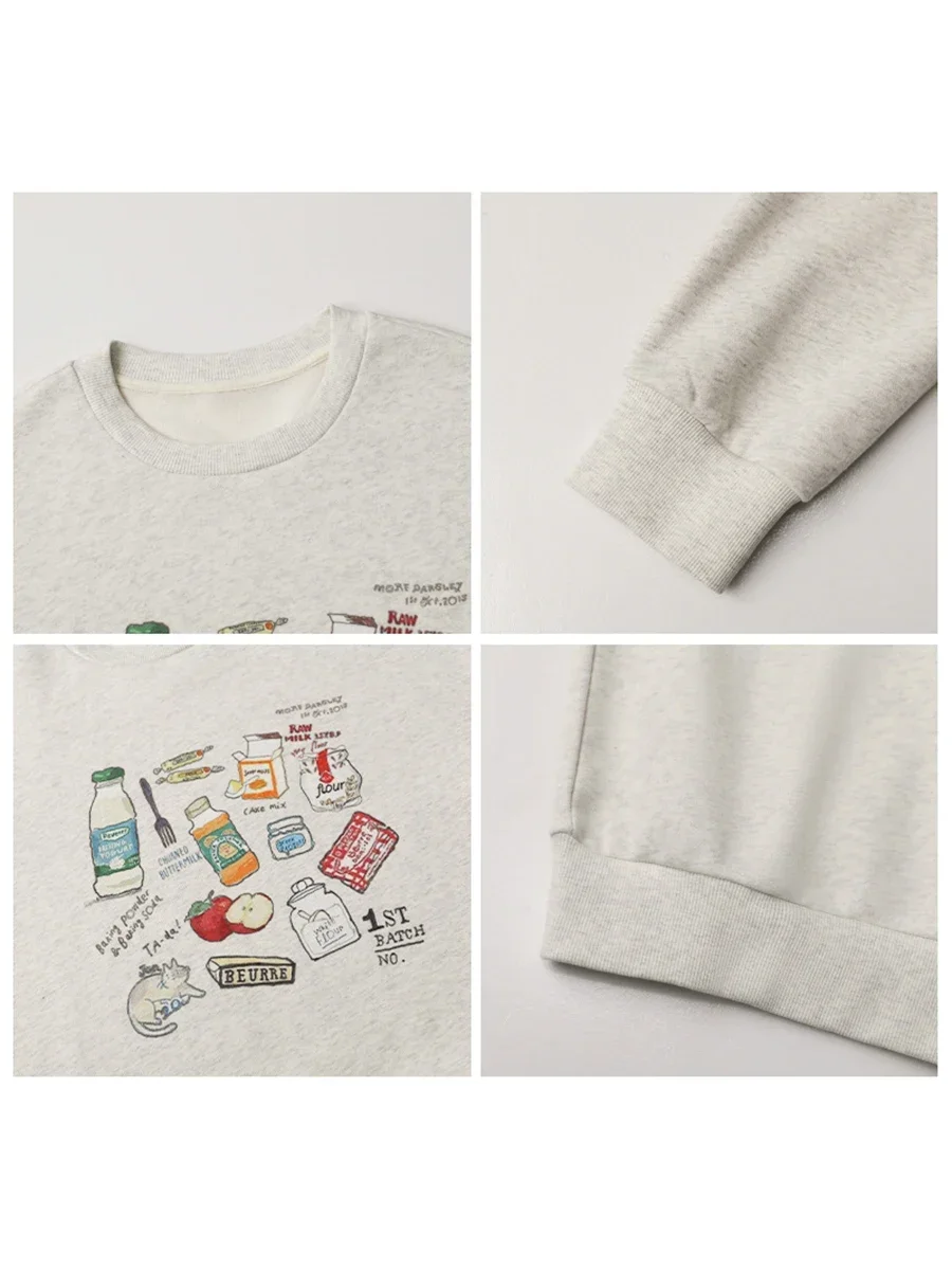 CHIC VEN Vrouwen Sweatshirts Fashion Casual Losse O-hals Lange Mouwen Gedrukt Tops Vrouwelijke Kleding Herfst Winter Nieuwe 2025