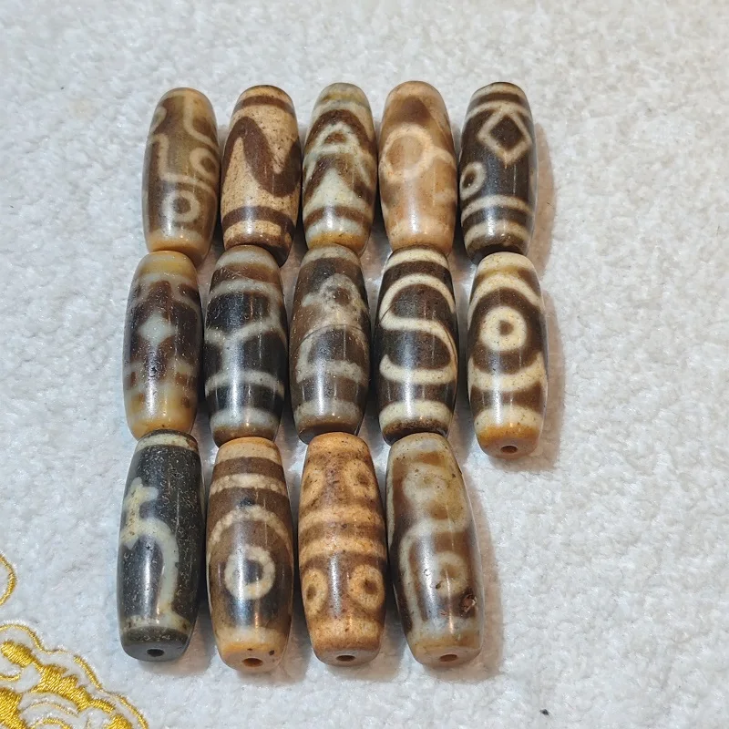 Xizang Agate Dzi9 Eye Tiger tooth noble treasure vase god of wealth and other totem beads Necklace Pendant DIY Accessories