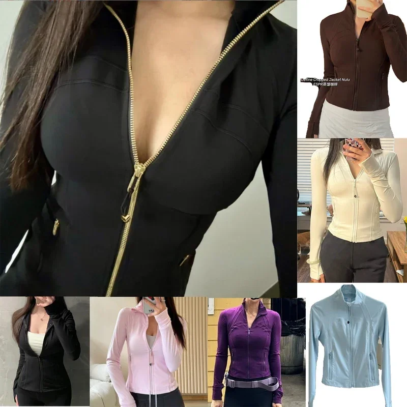 

Women sport jacket fashion tight-fitting sportswear coat training running gym yoga solid color cardigan jacket