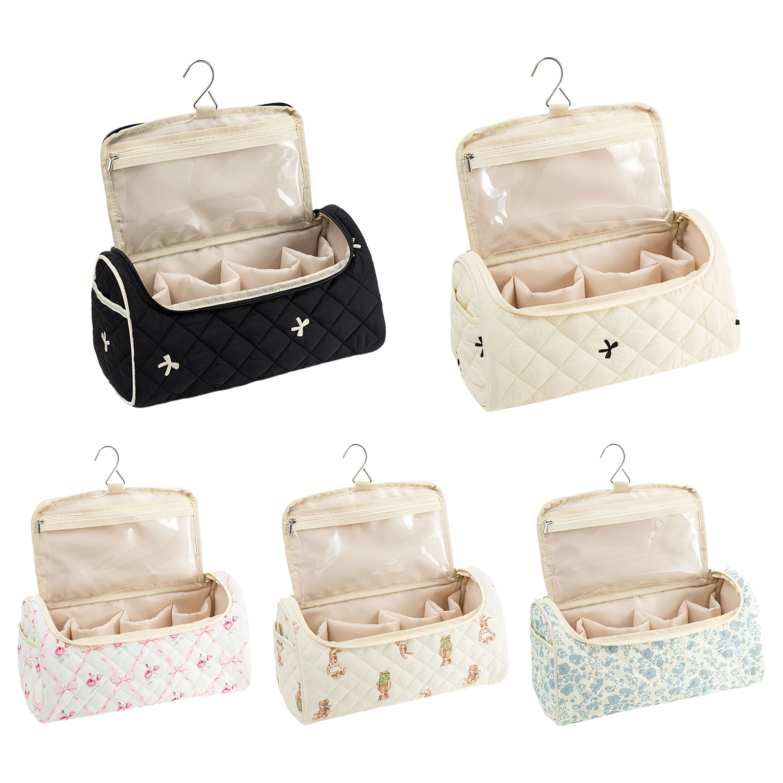 

Стеганый дорожный чехол с подвесным крючком, портативная сумка для хранения, милый портативный чехол большой емкости для хранения аксессуаров для завивки волос