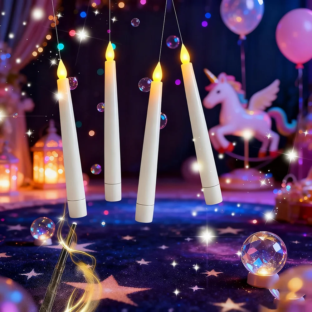 

12pcs Flameless Hanging Candles with Magic Wand Remote Control, Flashing Warm Light LED Candles, Battery Powered Candle Set