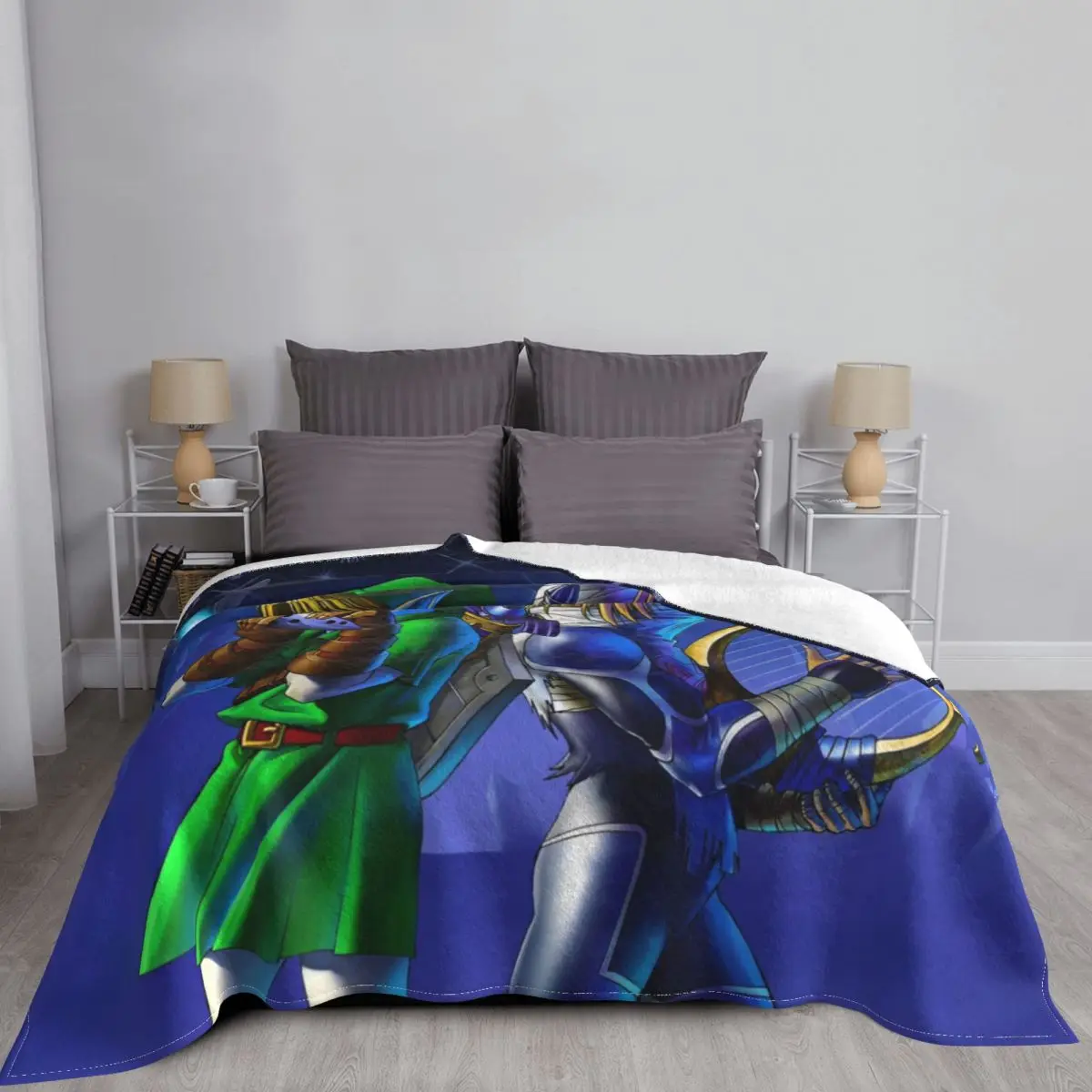 Game Z-Zelda Link Cartoon Blankets Fleece All Season Portable Soft Throw Blanket for Bed Travel Bedding Throws