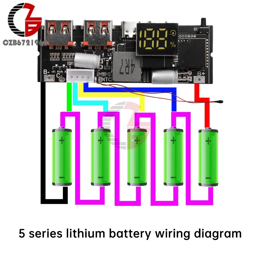 3S 4S 5S 65W 100W Power Bank Podwójny port C Dwukierunkowe szybkie ładowanie Mobilny moduł zasilania 18650 Płytka ładująca DIY Płyta główna