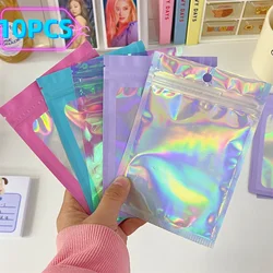 5/10pcs Packaging Pouch Bag Aluminum Foil Polyester Film Translucent Holographic Rainbow Film Sealed Bag Laser Zip Lock Bag