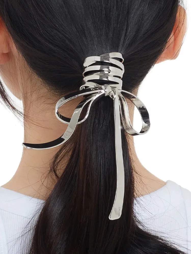 AWAYTR-Pinza de pelo con lazo de aleación para niña, pinza de Metal para el pelo, pinza de cola de caballo alta, horquilla fija, accesorios para el