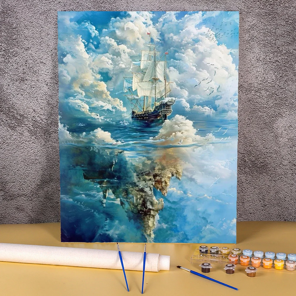 

Diy Painting By Numbers Kits Sailing Boat Drawing Coloring By Numbers Seascape Picture For Adults Handicrafts Personalized Gift