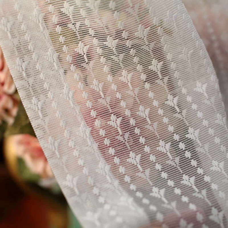 

Curtains for Bedroom Living Room Korean White Embroidered Voile Romantic Light Filtering Window Blinds Drape Elegant Home Decor