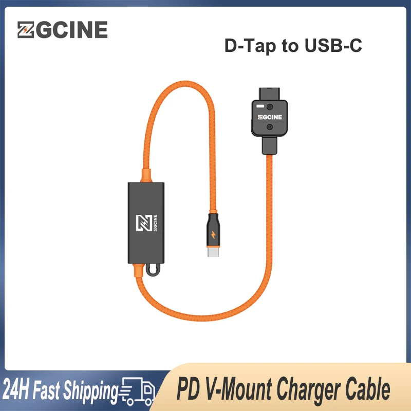 

ZGCINE DT-PD 20" D-Tap to USB-C PD 2-Way V-Mount Charger Braided Power Data Cable for V-Mount Battery Mirrorless Cameras Phones