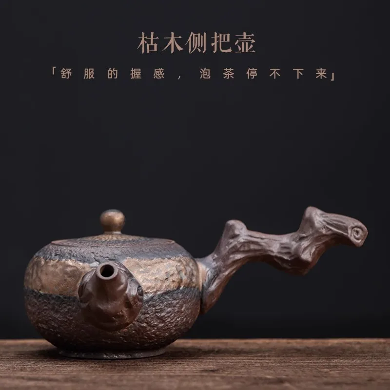 

Handmade Ceramic Teapot Vintage Gongfu Style with Built-in Filter Easy Brewing Loose Leaf Tea Cozy Home Use Charming Tea Pot