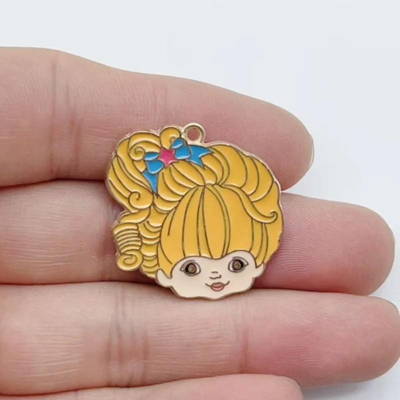 10pcs Cute Little Girl Enamel Metal Jewelry Strawberry Rainbow Pendant DIY Earrings Bracelet Keychain Jewelry Making view 3