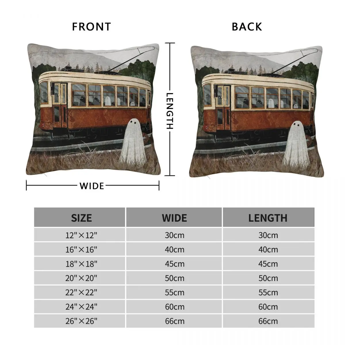 شبح الترام السفر ساحة المخدة البوليستر الكتان المخملية نمط البريدي ديكور وسادة السيارة القضية