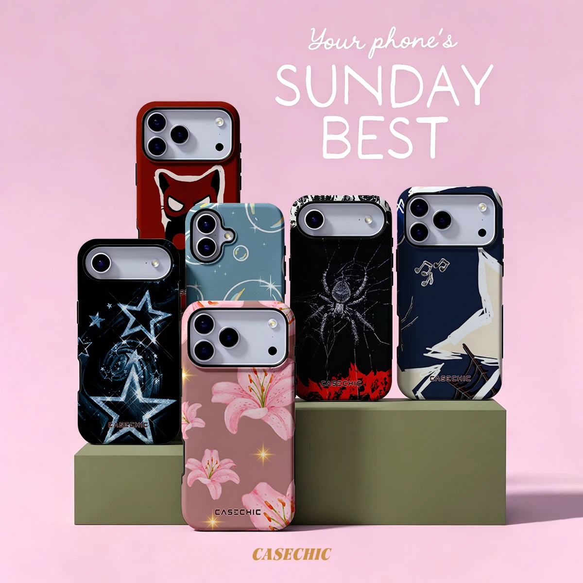 Sparkle Pink Lily Case for Samsung Galaxy S26 S25 S24 S23 Ultra Drop Resistant Glossy Dual-Layer Cover CaseChic