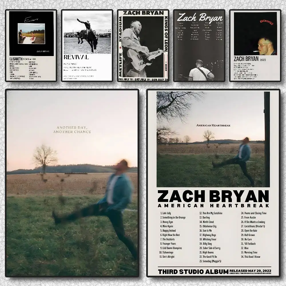 Z-Zach B-Bryan SINGER Poster HD Art Sticky Wall Waterproof Home Living Room Bedroom Aesthetic Decoration