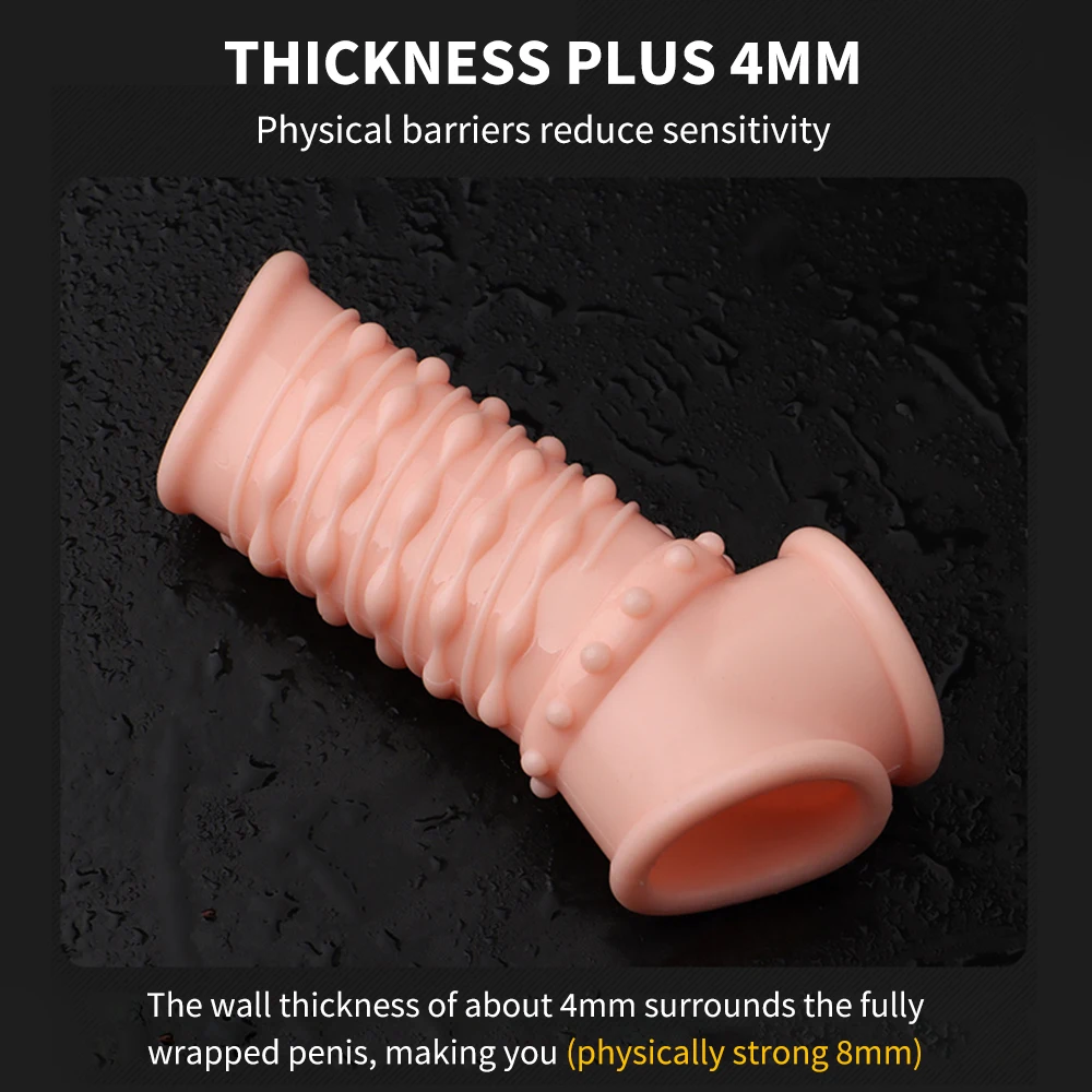 Penis Extender Sleeve Sex Toy for Men Reusable Penis Enlargement Sleeve Cock Ring Delay Ejaculation Adult Sex Toy Intimate Goods