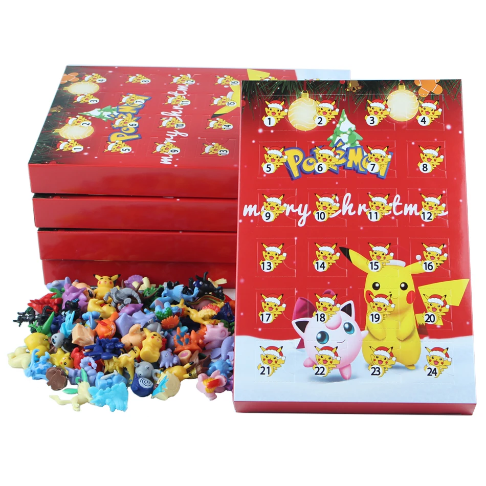 Boîte aveugle Pokemon, 24 pièces, calendrier de l'avent de noël, Kawaii Pikachu, Anime, Action figurale, modèle en PVC, cadeau pour la journée des enfants