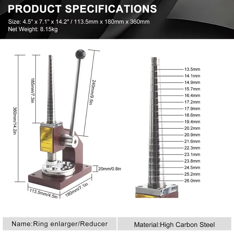 Single Rod Annular Expanding and Reducing Machine Annular Expander and Reducer Sizing Mandrel Jewelry