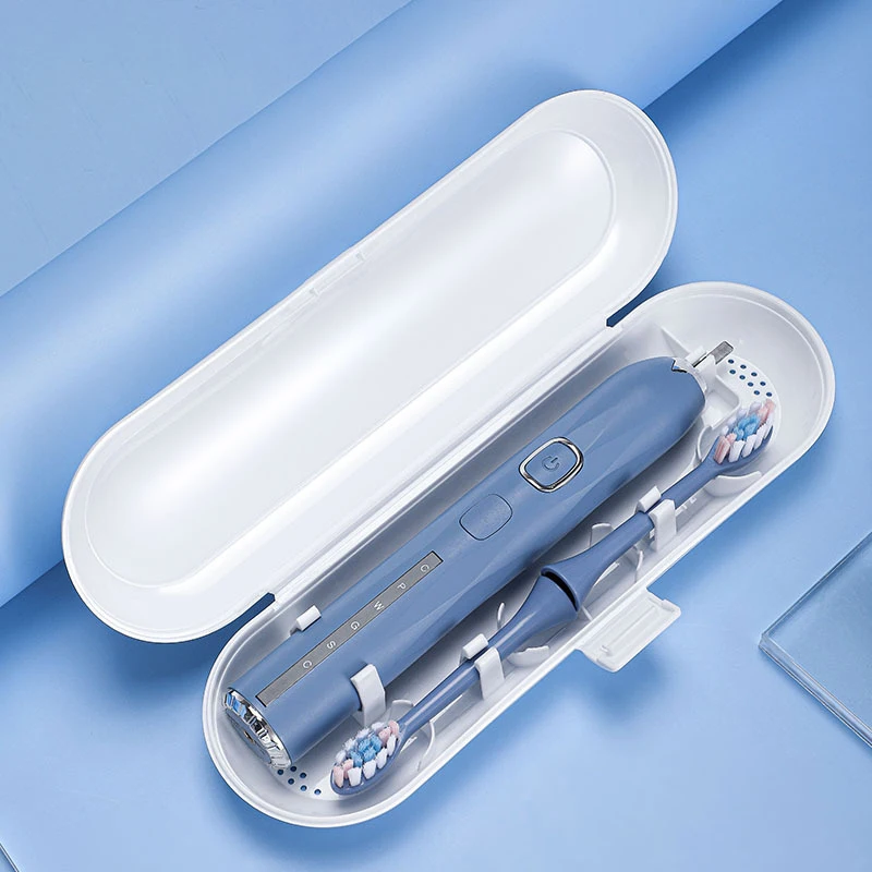 Cepillo de dientes eléctrico sónico con caja de viaje para adultos, recargable por USB, cabezales con temporizador inteligente, 5 modos